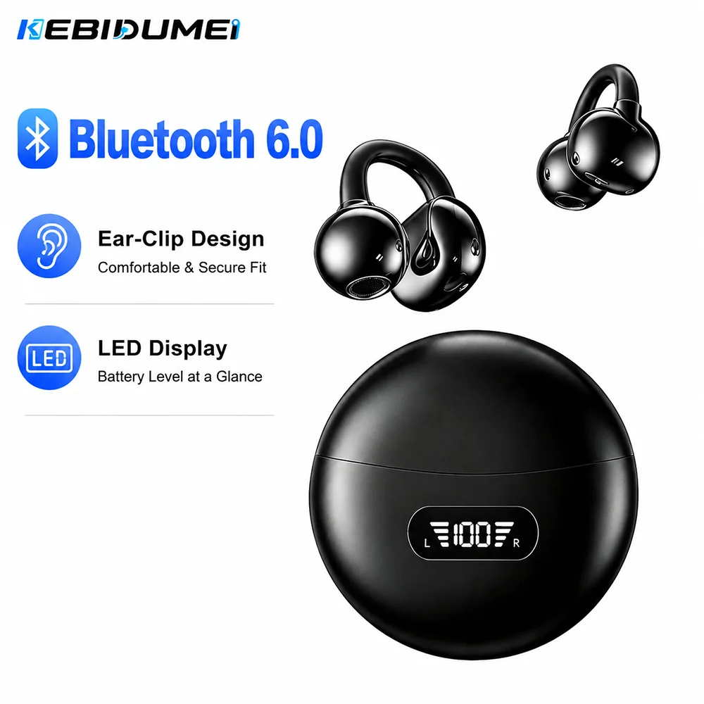Open Ear Air Conduction Headphones - KEBIDUMEI Bluetooth 6.0 Earphones Open Ear
