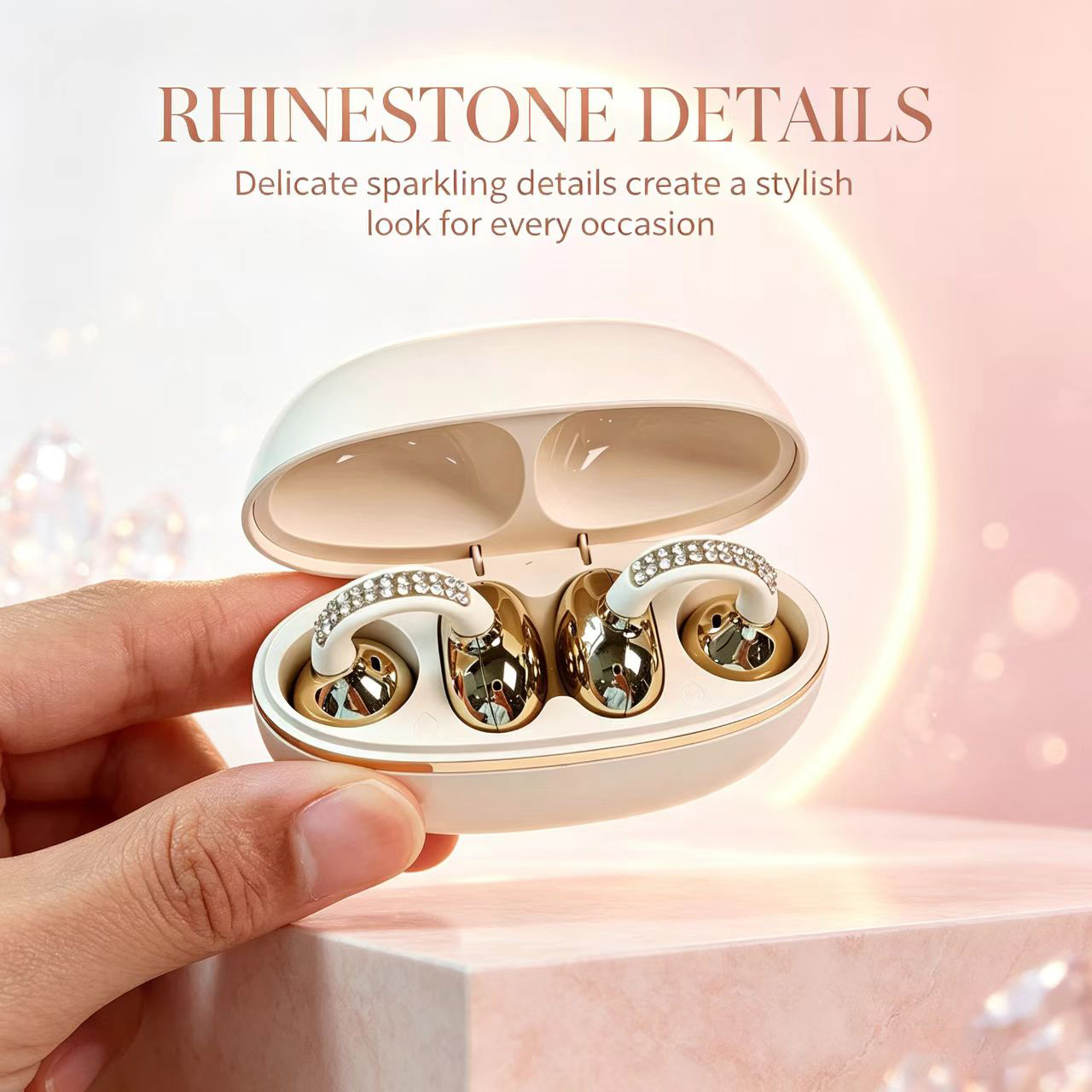 Rhinestone Open Ear Clip Wirel - Open Ear Air Conduction Headphones 评论和价格