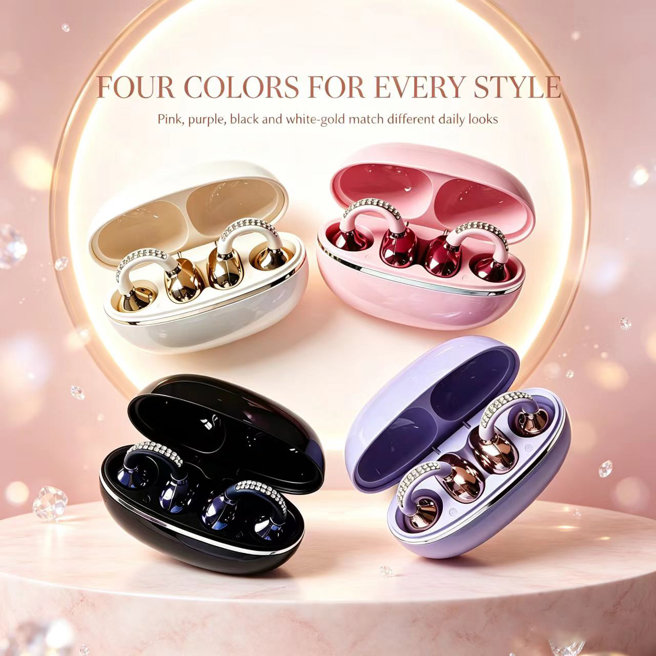 Rhinestone Open Ear Clip Wirel - Open Ear Air Conduction Headphones 评论和价格