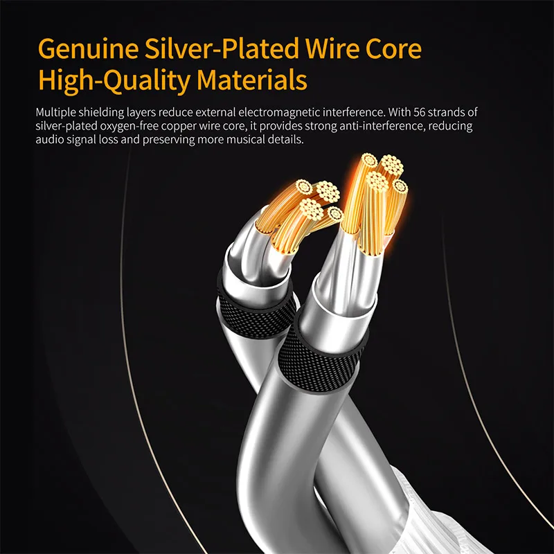 KZ Earphones Cable OFC Silver  - Type C Wired Earphones With Mic 评论和价格