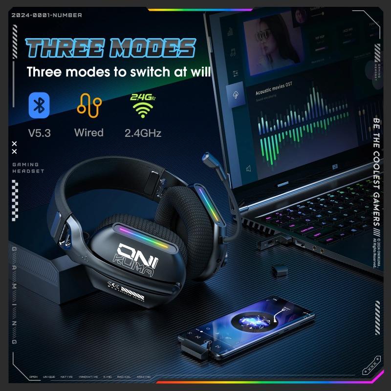 ONIKUMA GT808 Wireless Gaming  - Gaming Headset With Mic Rgb 评论和价格