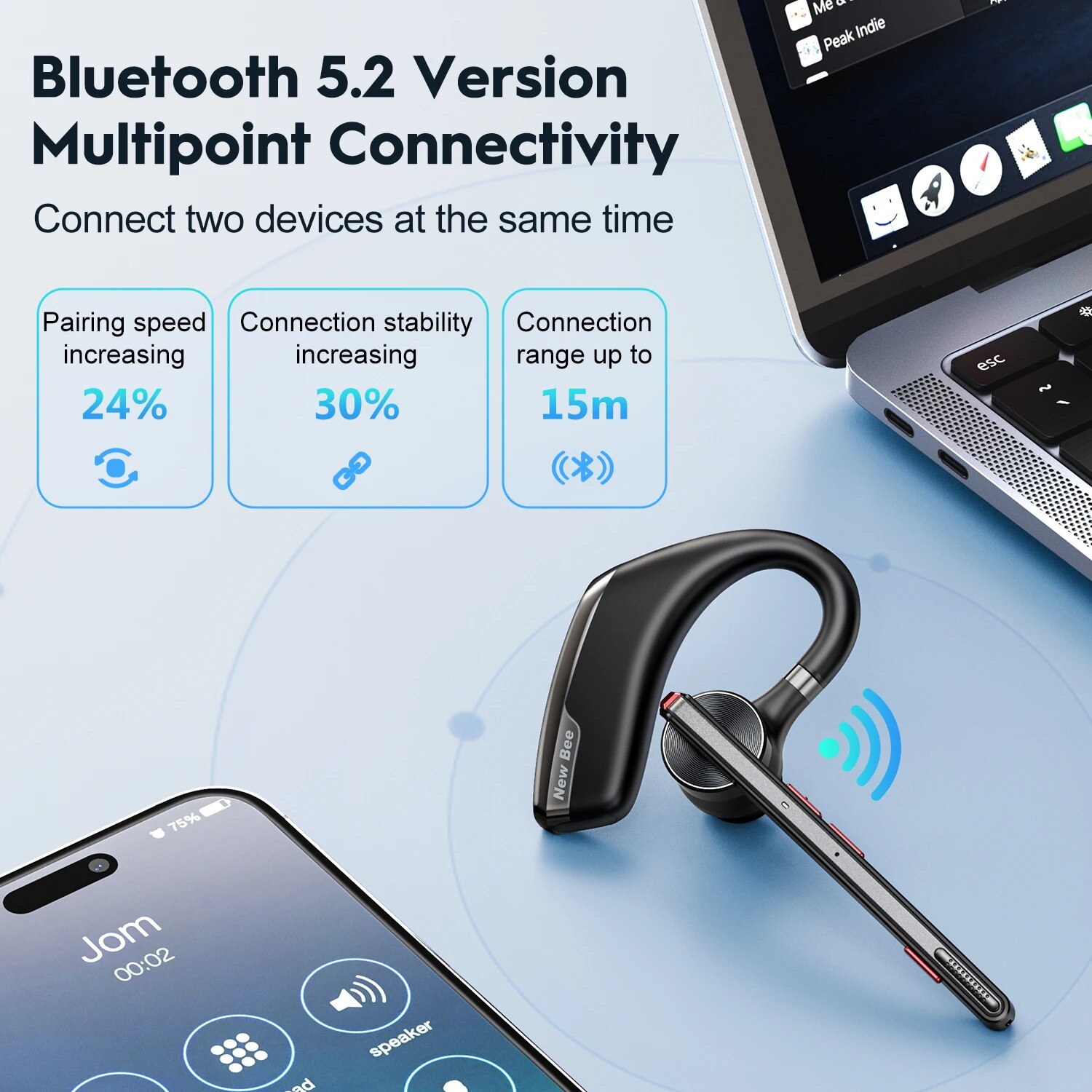 New Bee M51 Bluetooth 5.2 Wire - Type C Wired Earphones With Mic 评论和价格