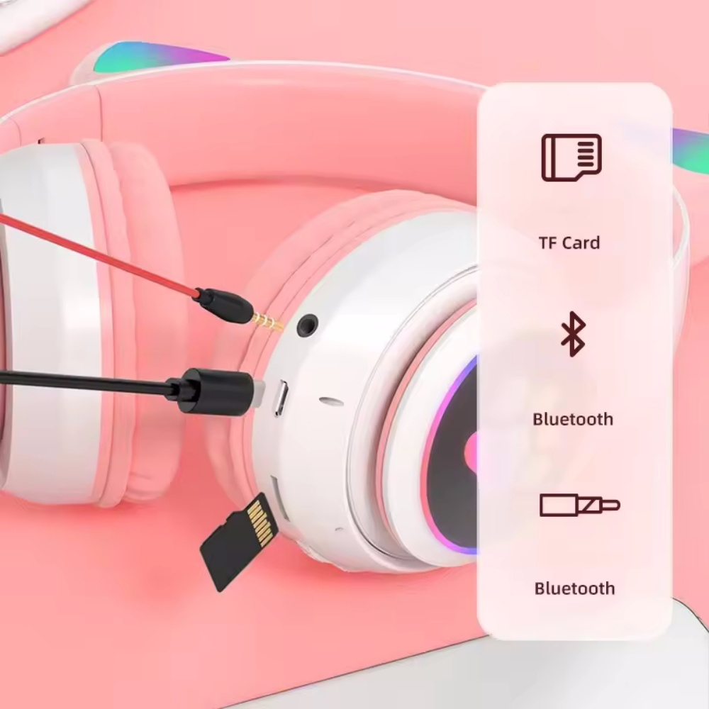 Cute Cat Ear Bluetooth Compati - Cat Ear Bluetooth Headset Led 评论和价格