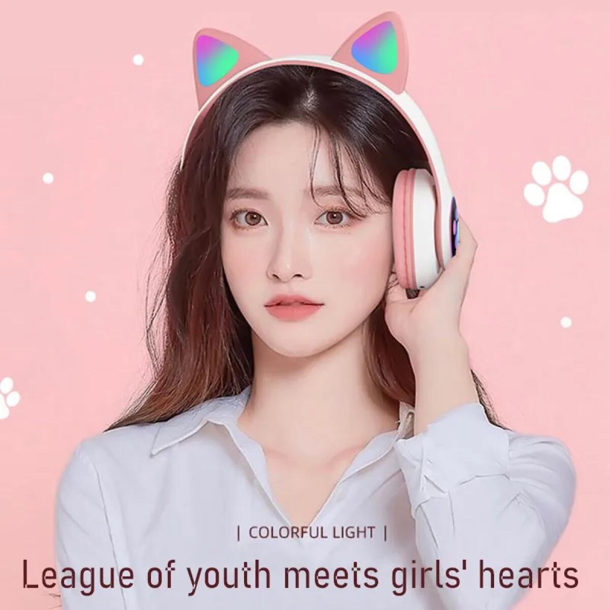 Cute Cat Ears Headphones Bluet - Cat Ear Bluetooth Headset Led 评论和价格