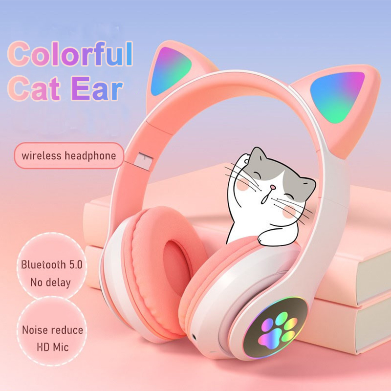 Cute Cat Ears Headphones Bluet - Cat Ear Bluetooth Headset Led 评论和价格