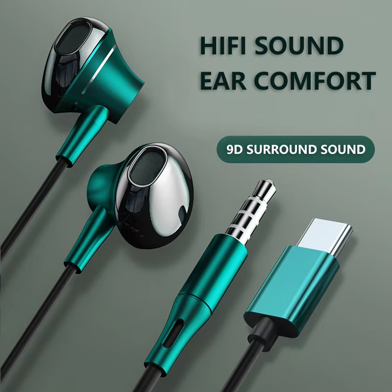 9D Bass Stereo Type C and 3.5m - Type C Wired Earphones With Mic 评论和价格