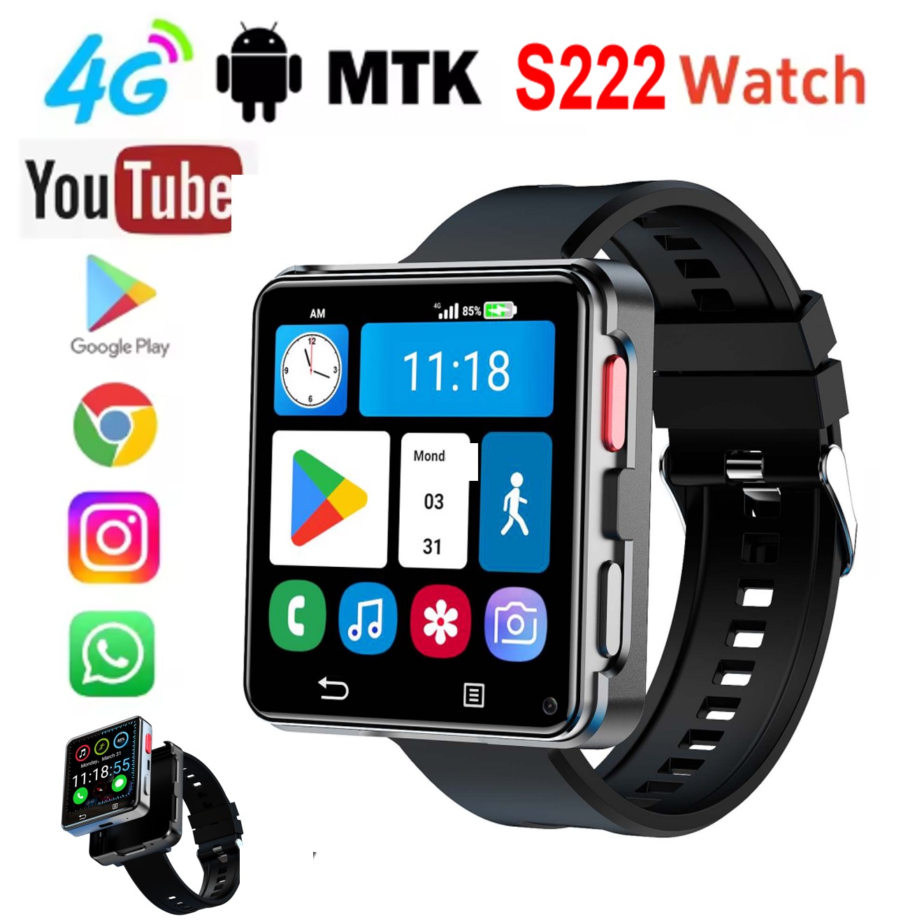 S222 Smart Watch 4G SI-M Card  - Smartwatches 评论和价格