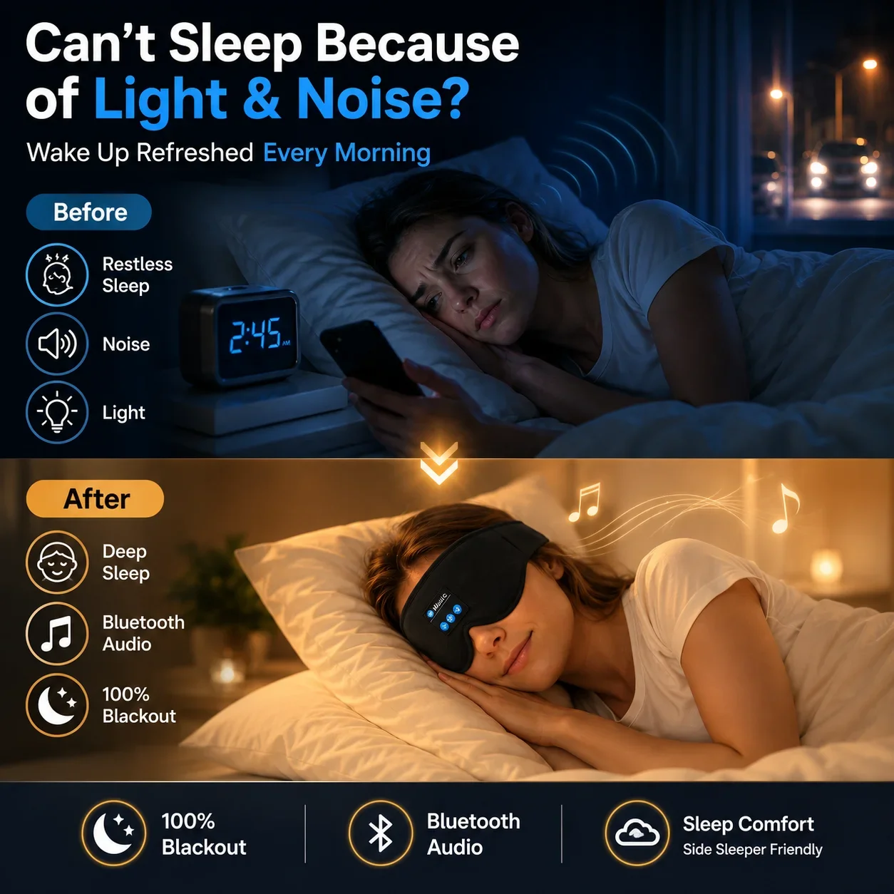 Wireless Sleep Headphones Eye  - Sleep Mask Headphones Bluetooth 评论和价格