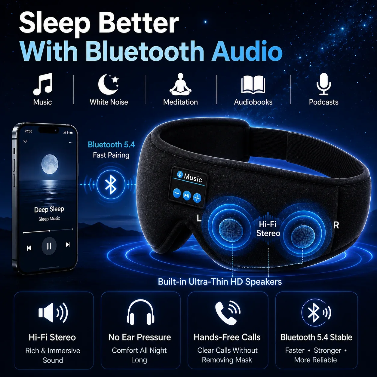 Wireless Sleep Headphones Eye  - Sleep Mask Headphones Bluetooth 评论和价格