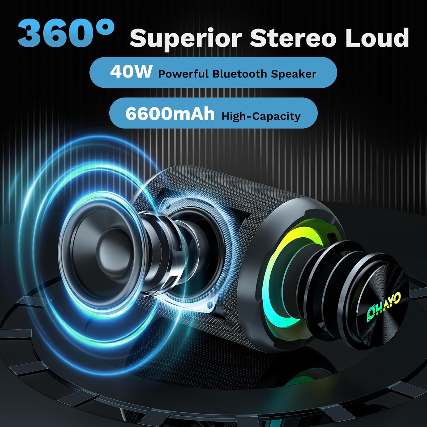 OHAYO 40W Wireless Portable Bl - Portable Bluetooth Speaker Waterproof Ipx7 评论和价格