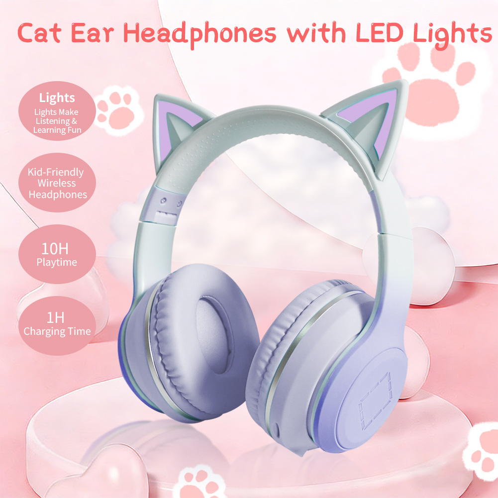 Lovely Kawaii Cat Ear Wireless - Cat Ear Bluetooth Headset Led 评论和价格