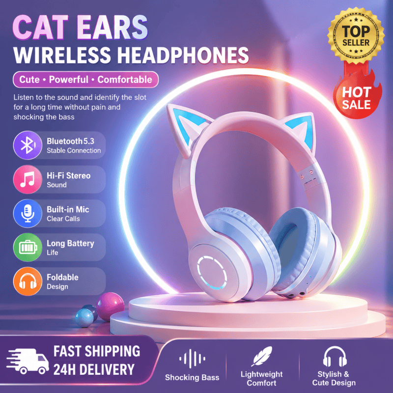 New Best Selling RGB Head-moun - Cat Ear Bluetooth Headset Led 评论和价格