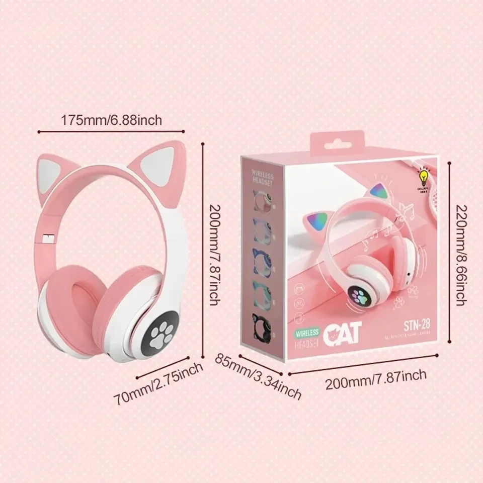 2 Pcs Wireless Headset Bluetoo - Cat Ear Bluetooth Headset Led 评论和价格