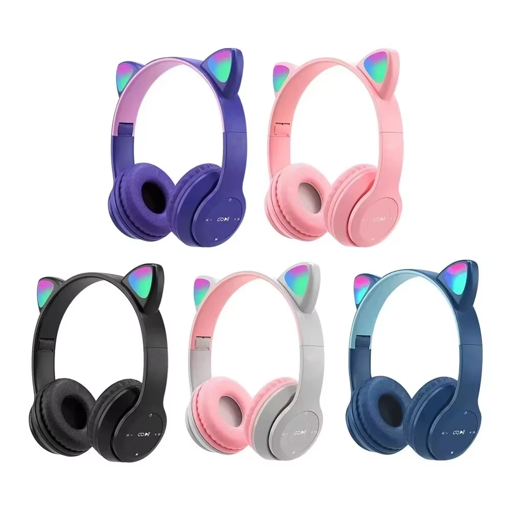 Kids P47M Wireless Game Headph - Cat Ear Bluetooth Headset Led 评论和价格