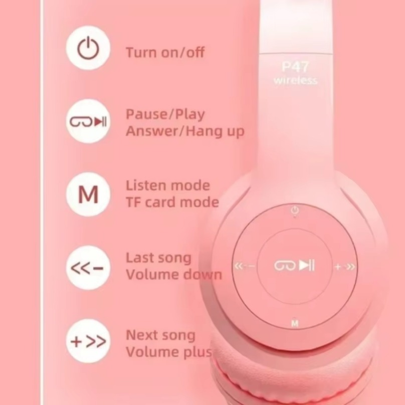 Wireless Bluetooth Earphones C - Cat Ear Bluetooth Headset Led 评论和价格